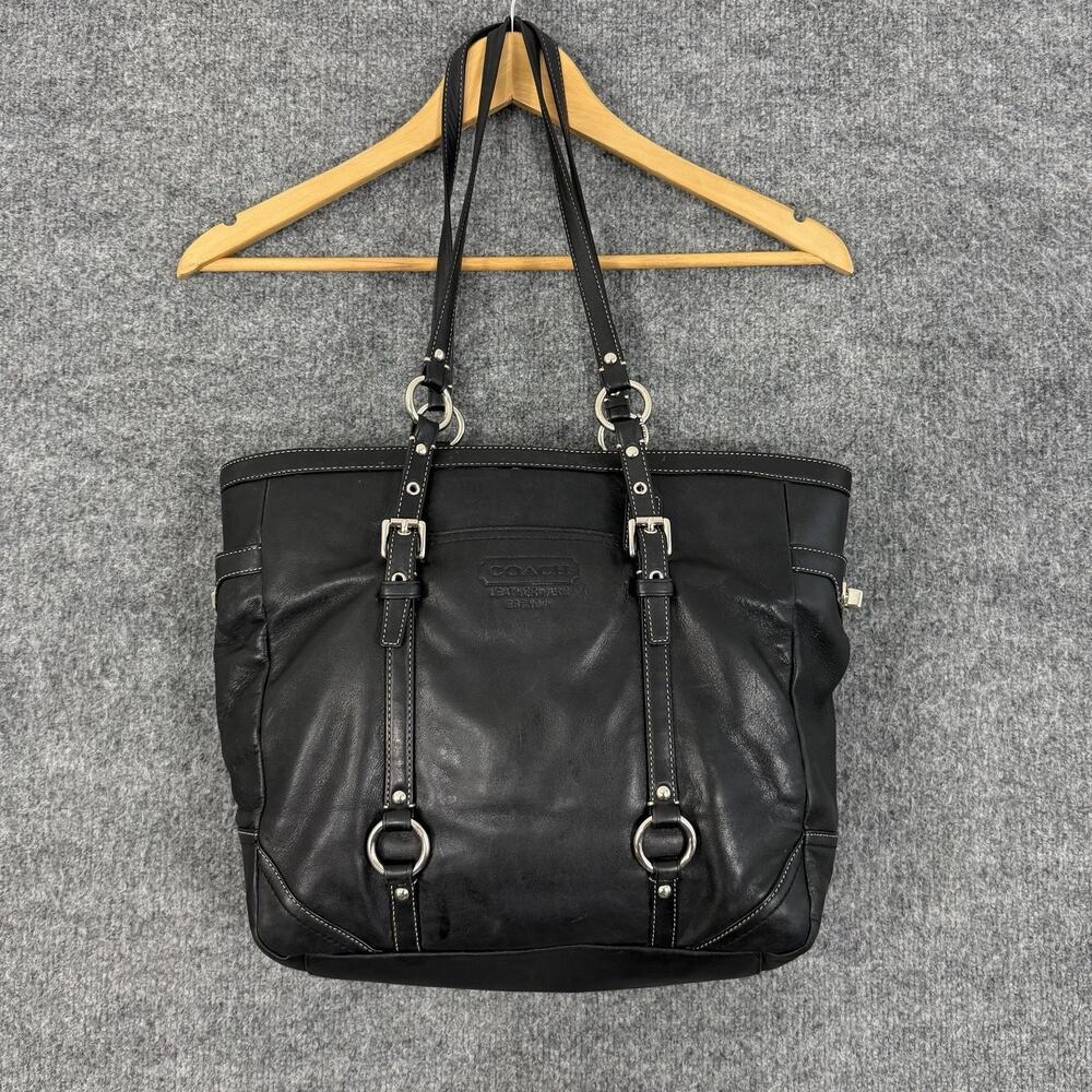 Vtg Coach Gallery East West Tote Shoulder Purse Black Leather Chic Casual F11525